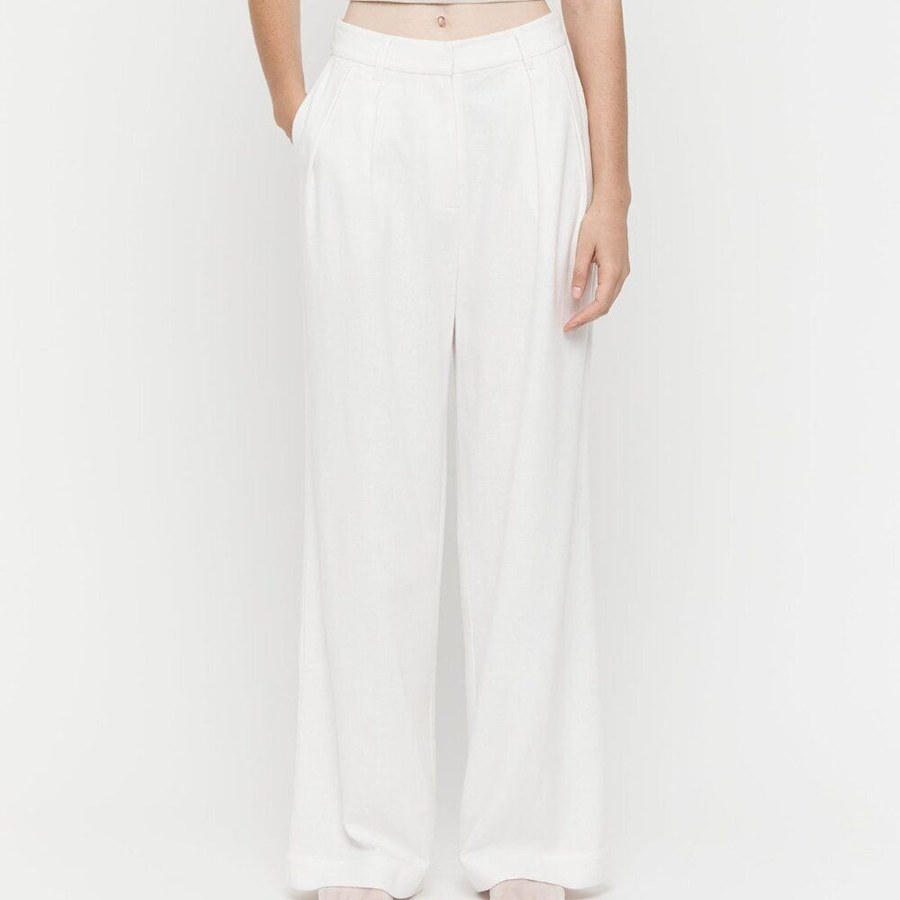NWT Friends of Audrey White Scott Trouser Pants Wide Leg Flare Sz 14